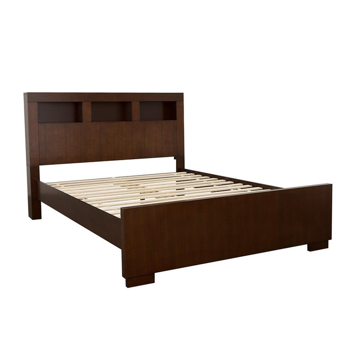 Jessica California King, E.king, & Queen Bed with Storage Headboard Cappuccino - Orbit Furniture (Richmond,BC)