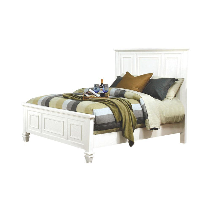 Sandy Beach Queen Panel Bed with High Headboard Cream White - Orbit Furniture (Richmond,BC)