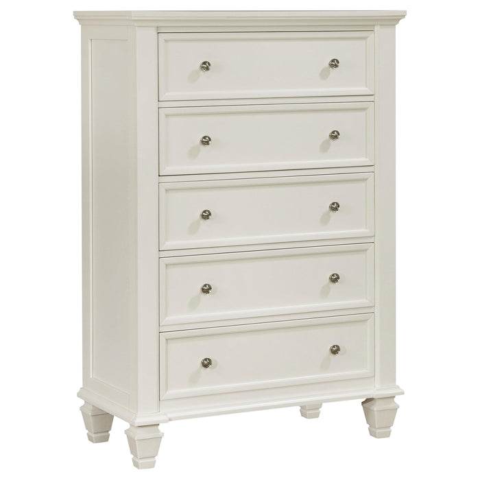 Sandy Beach 5-drawer Rectangular Chest Cream White - Orbit Furniture (Richmond,BC)