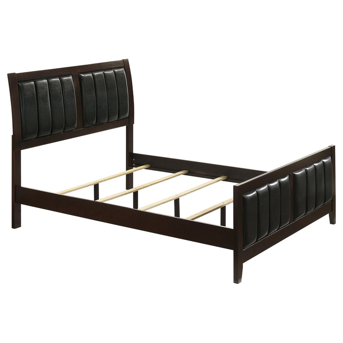 Carlton Full & Twin Upholstered Panel Bed Cappuccino and Black - Orbit Furniture (Richmond,BC)