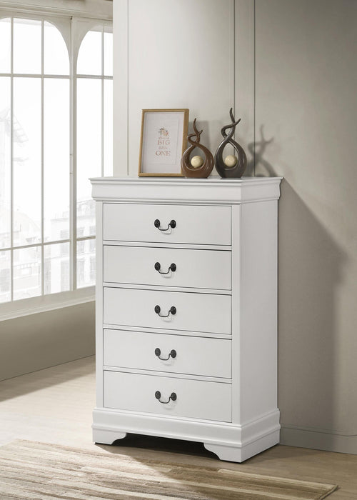 Louis Philippe 5-drawer Bedroom Chest White - Orbit Furniture (Richmond,BC)