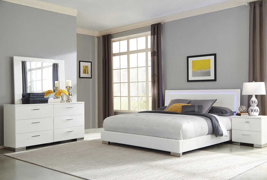 Felicity 4-piece Queen Bedroom Set with LED Headboard Glossy White - Orbit Furniture (Richmond,BC)