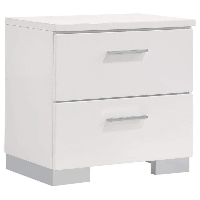 Felicity 2-drawer Nightstand Glossy White - Orbit Furniture (Richmond,BC)