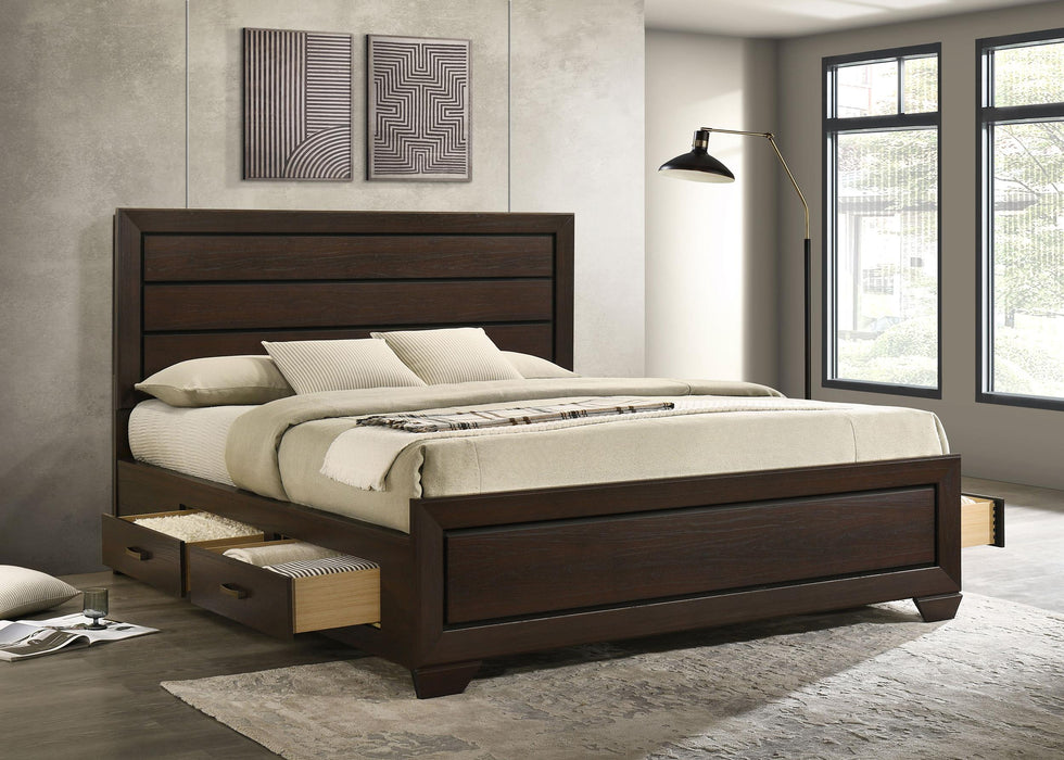 Kauffman California King, Eastren king, & Queen Storage Bed Dark Cocoa - Orbit Furniture (Richmond,BC)