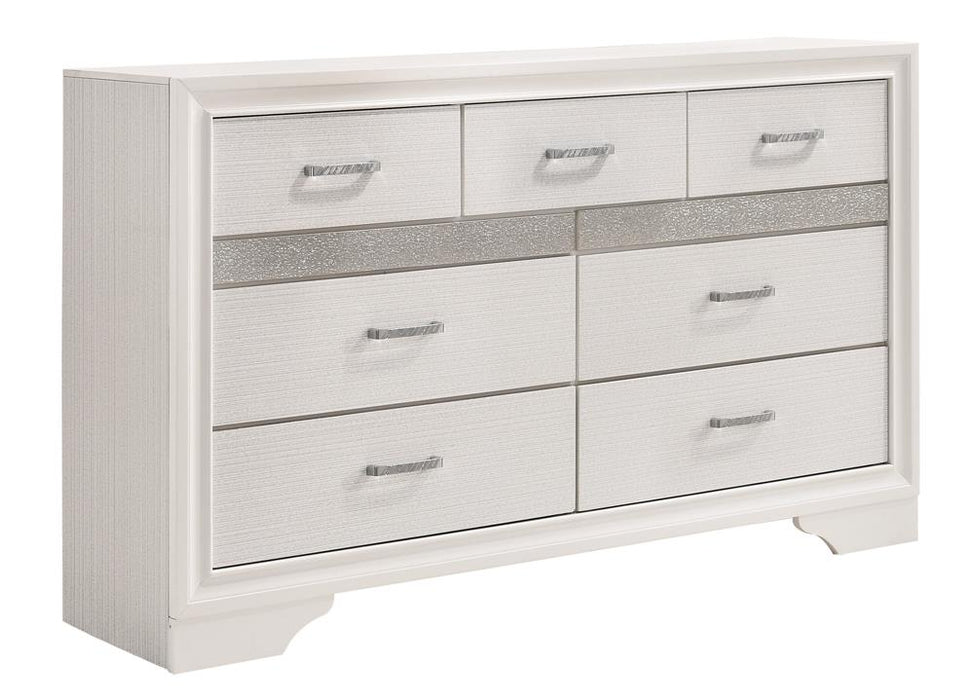 Miranda 7-drawer Dresser White and Rhinestone - Orbit Furniture (Richmond,BC)