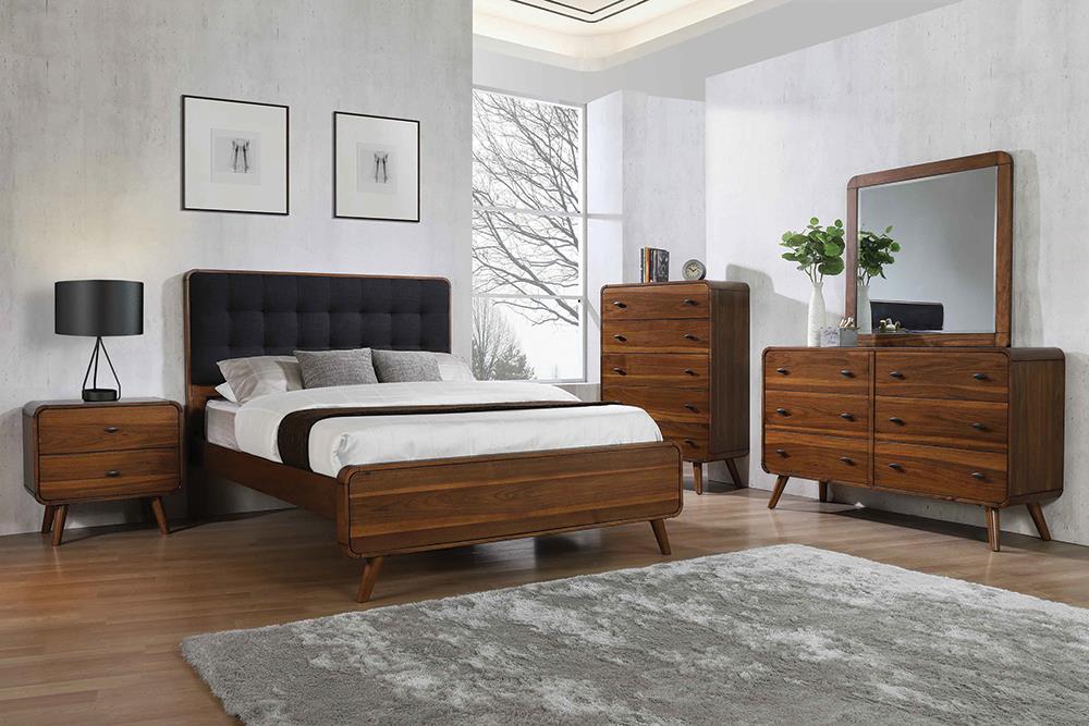 Robyn Bedroom Set with Upholstered Tufted Headboard Dark Walnut - Orbit Furniture (Richmond,BC)