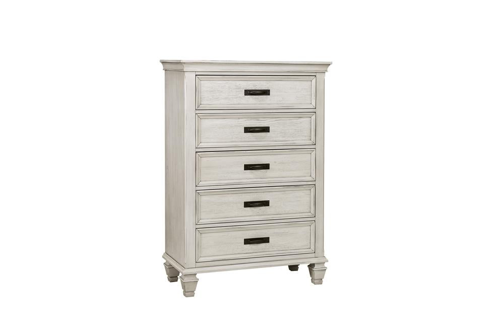 Franco 5-drawer Chest Antique White - Orbit Furniture (Richmond,BC)