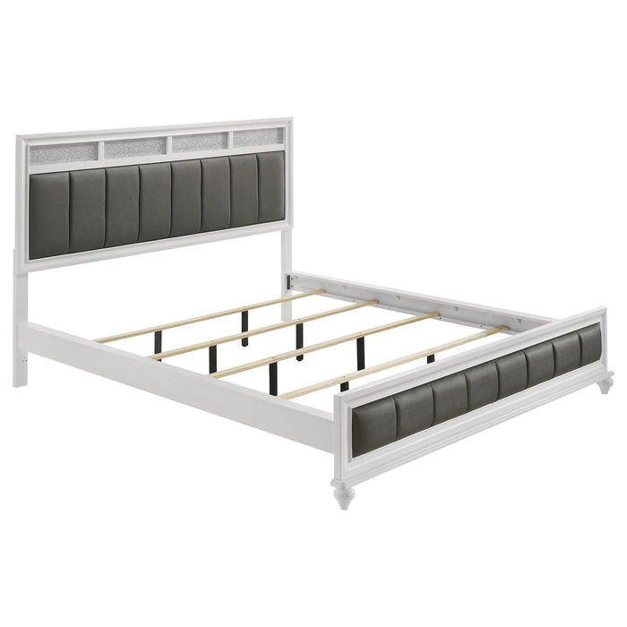 Barzini California King, E.King, & Queen Upholstered Panel Bed White - Orbit Furniture (Richmond,BC)