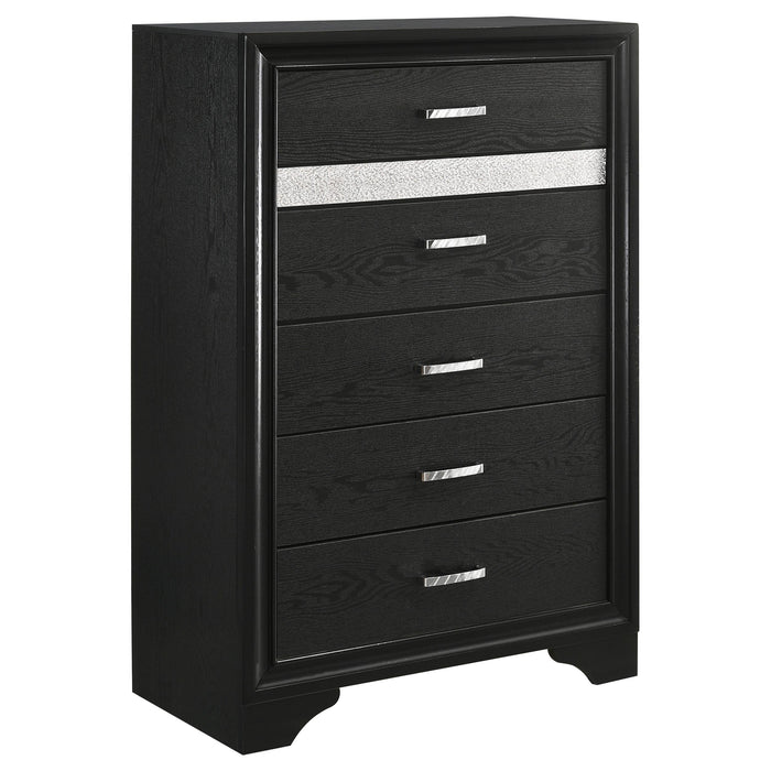 Miranda 5-drawer Chest Black and Rhinestone - Orbit Furniture (Richmond,BC)