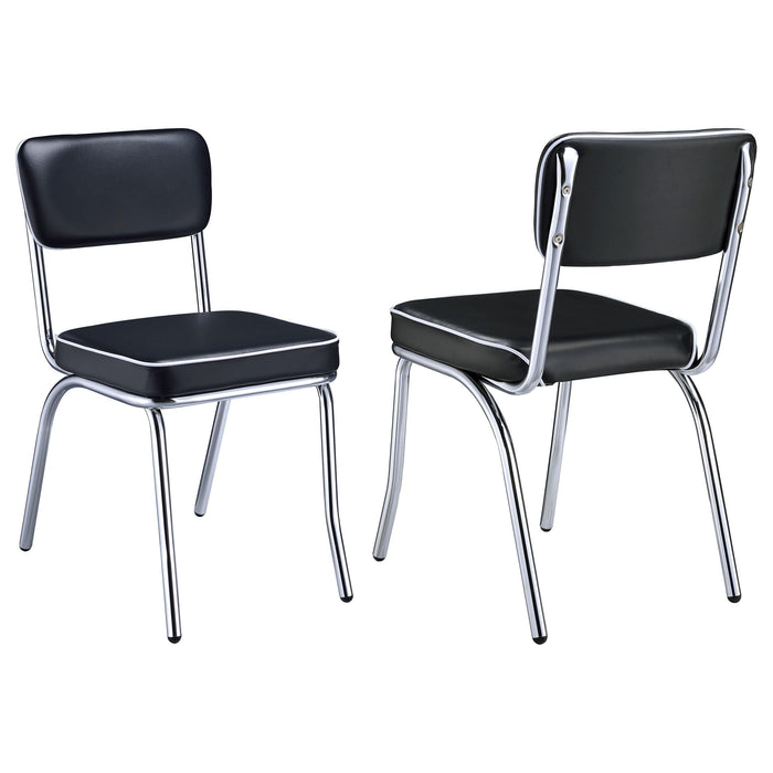 Retro Open Back Side Chairs Black and Chrome (Set of 2) - Orbit Furniture (Richmond,BC)