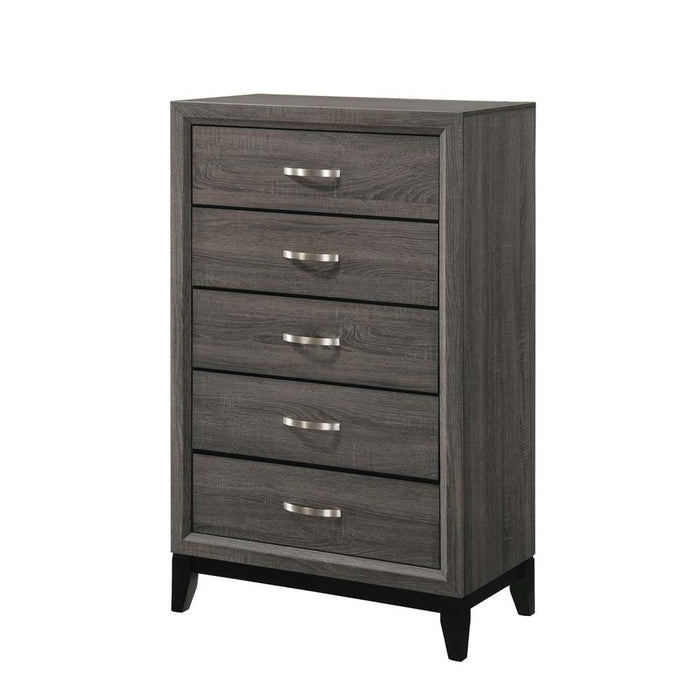 Watson 5-drawer Chest Grey Oak and Black - Orbit Furniture (Richmond,BC)