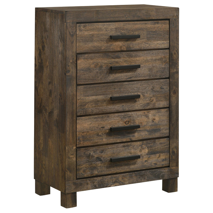Woodmont 5-drawer Chest Rustic Golden Brown - Orbit Furniture (Richmond,BC)