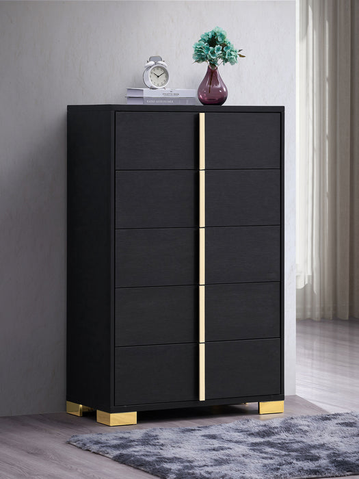 Marceline 5-drawer Chest Black - Orbit Furniture (Richmond,BC)