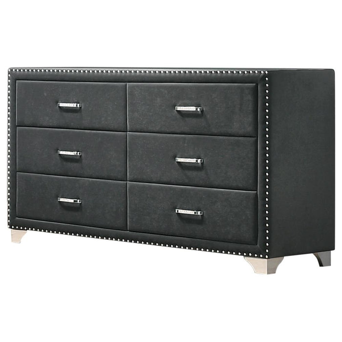 Melody 6-drawer Upholstered Dresser Grey - Orbit Furniture (Richmond,BC)