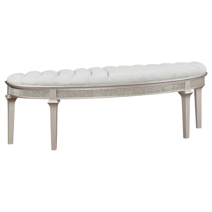 Evangeline Upholstered Demilune Bench Ivory and Silver Oak - Orbit Furniture (Richmond,BC)