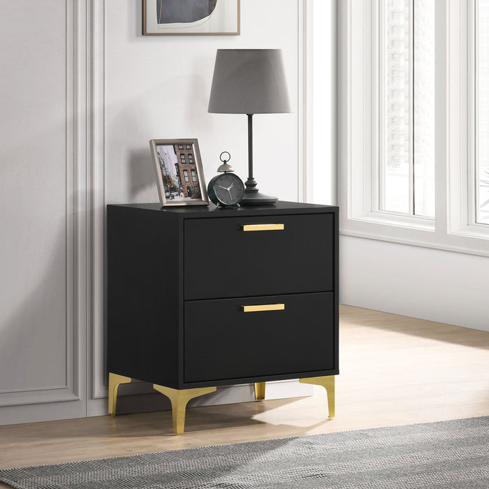 Kendall 2-drawer Nightstand Black and Gold - Orbit Furniture (Richmond,BC)