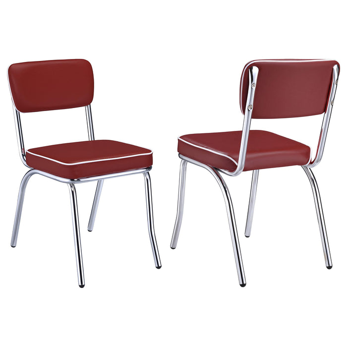 Retro Open Back Side Chairs Red and Chrome (Set of 2) - Orbit Furniture (Richmond,BC)