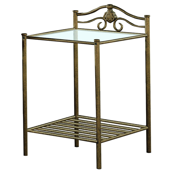 Sydney 2-shlef Nightstand Antique Brushed Gold - Orbit Furniture (Richmond,BC)