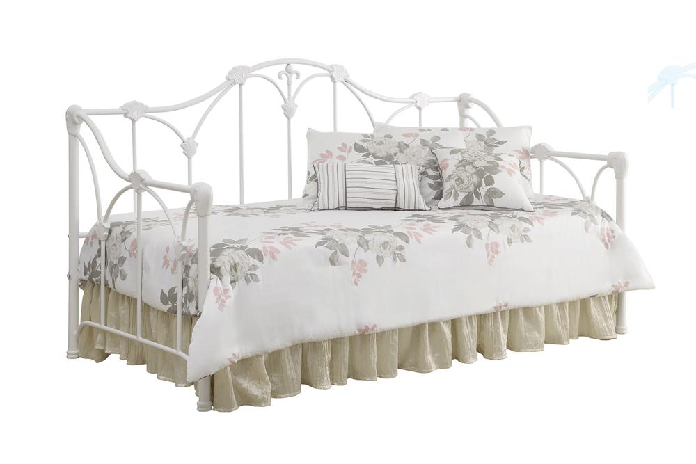 Halladay Twin Metal Daybed with Floral Frame White - Orbit Furniture (Richmond,BC)