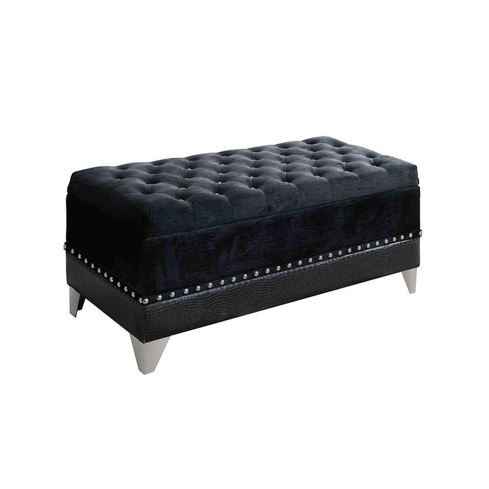 Barzini Tufted Rectangular Trunk with Nailhead Black - Orbit Furniture (Richmond,BC)