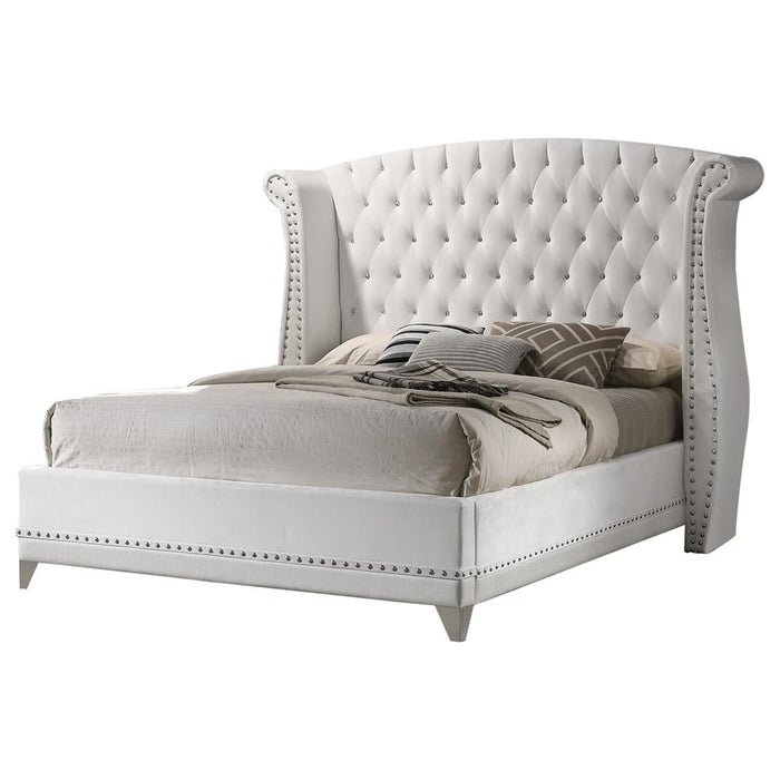 Barzini California King, Eking, & Queen Wingback Tufted Bed White - Orbit Furniture (Richmond,BC)