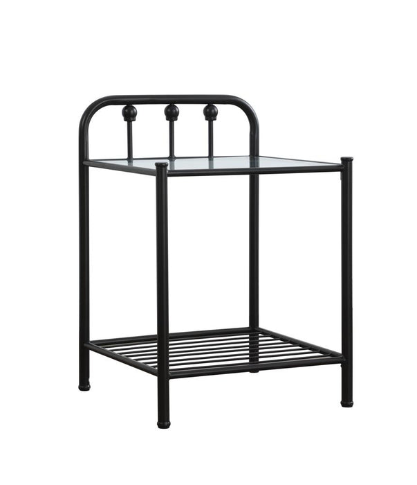 Livingston 1-shelf Nightstand with Glass Top Dark Bronze - Orbit Furniture (Richmond,BC)