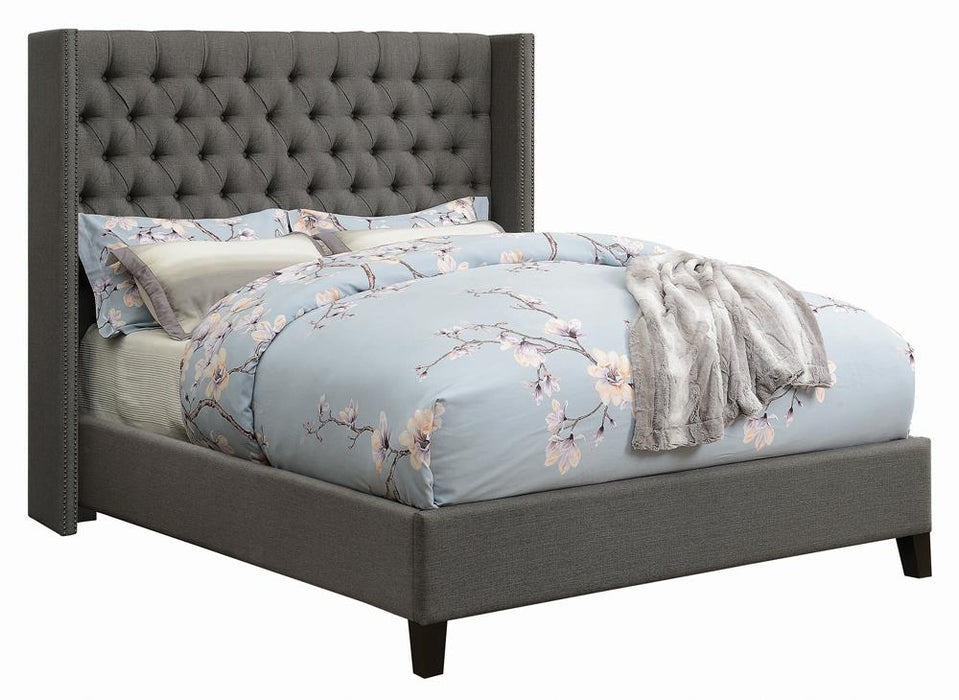 Bancroft Demi-wing Upholstered California King, E.King, Queen & Full Bed Grey - Orbit Furniture (Richmond,BC)