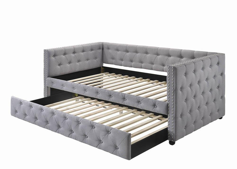 Mockern Tufted Upholstered Daybed with Trundle Grey - Orbit Furniture (Richmond,BC)