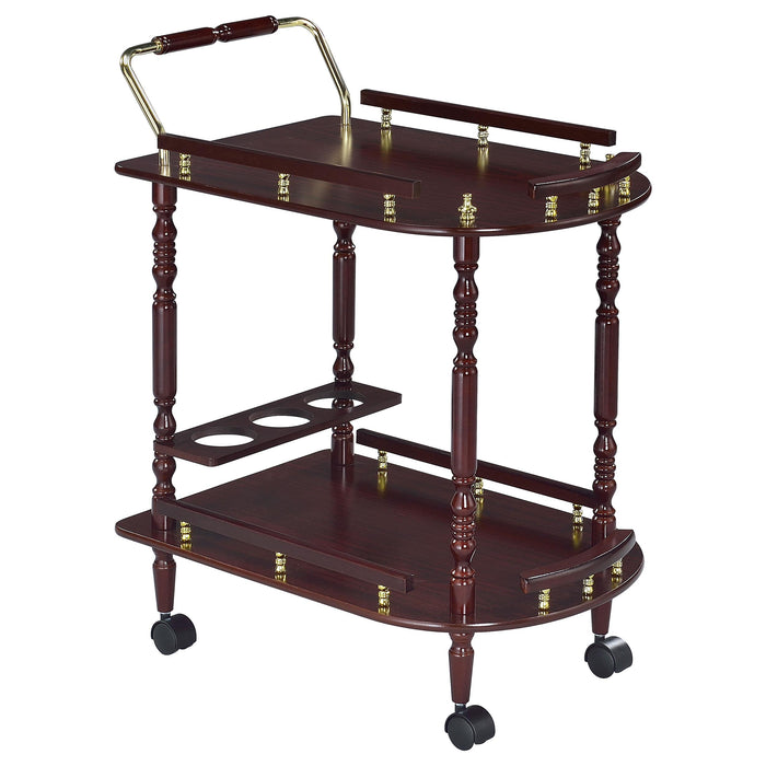 Palmer 2-tier Serving Cart Merlot and Brass - Orbit Furniture (Richmond,BC)