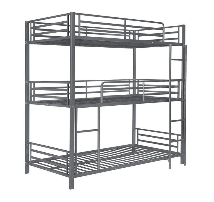 Maynard Metal Triple Twin Bunk Bed Gunmetal - Orbit Furniture (Richmond,BC)