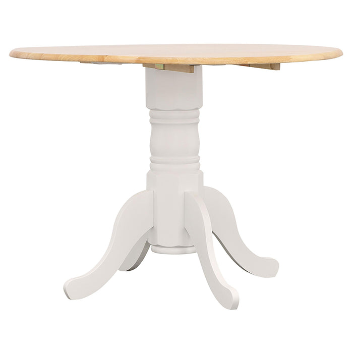 Allison Drop Leaf Round Dining Table Natural Brown and White - Orbit Furniture (Richmond,BC)