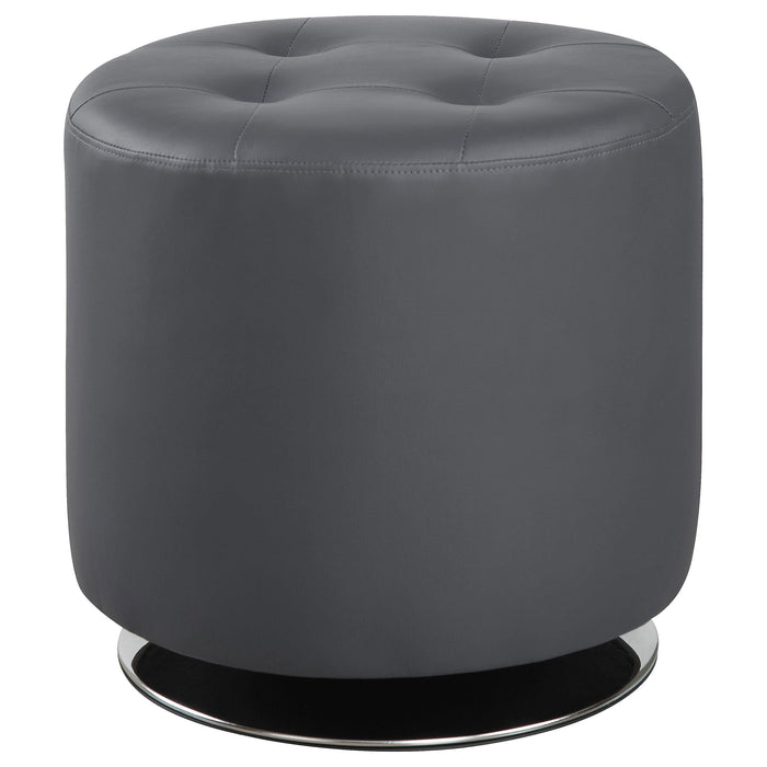 Bowman Round Upholstered Ottoman Grey - Orbit Furniture (Richmond,BC)