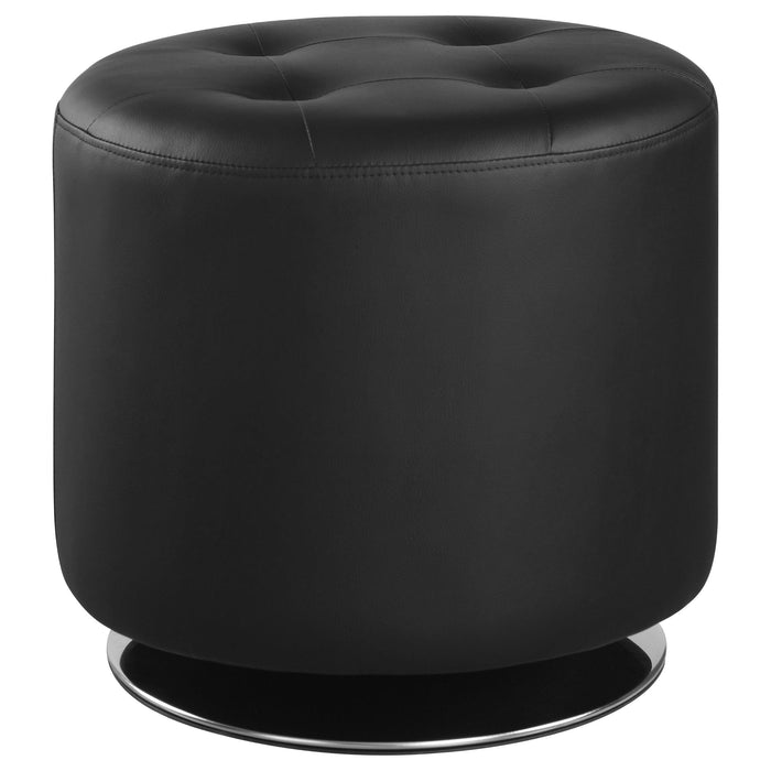 Bowman Round Upholstered Ottoman Black - Orbit Furniture (Richmond,BC)