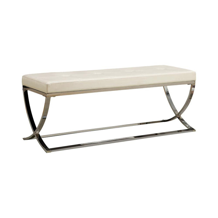 Walton Bench with Metal Base White and Chrome - Orbit Furniture (Richmond,BC)