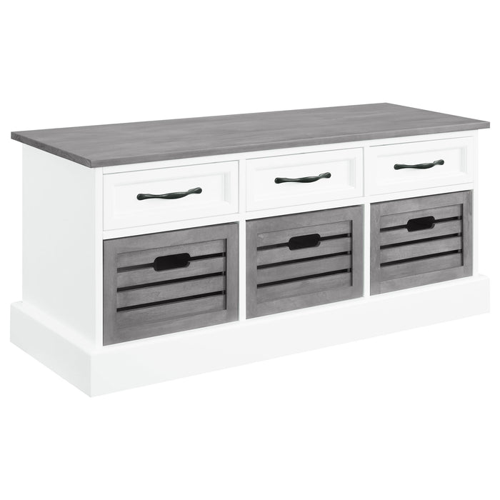 Alma 3-drawer Storage Bench White and Weathered Grey - Orbit Furniture (Richmond,BC)