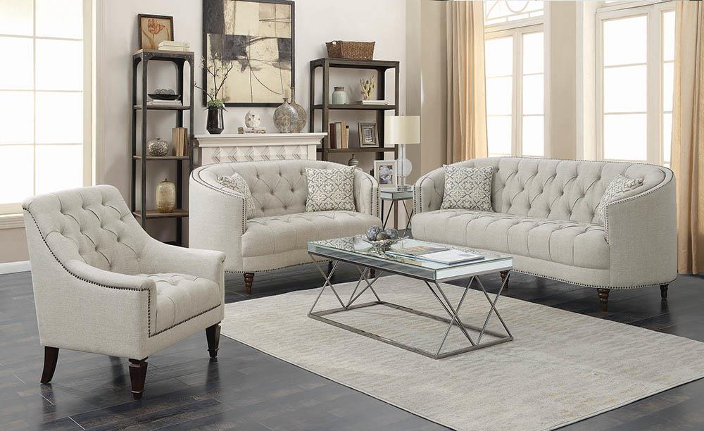 Avonlea Upholstered Tufted Living Room Set Grey - Orbit Furniture (Richmond,BC)