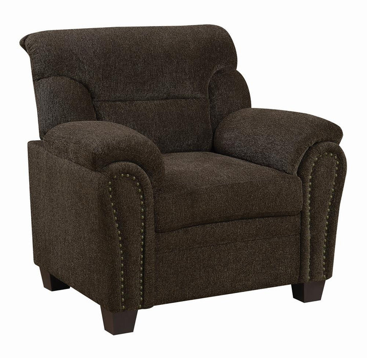 Clementine Upholstered Chair with Nailhead Trim Brown - Orbit Furniture (Richmond,BC)