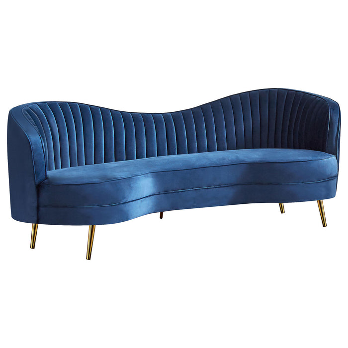 Sophia Upholstered Camel Back Sofa Blue - Orbit Furniture (Richmond,BC)