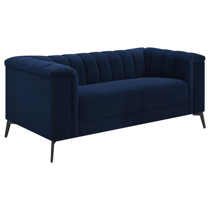 Chalet Tuxedo Arm Loveseat Blue - Orbit Furniture (Richmond,BC)