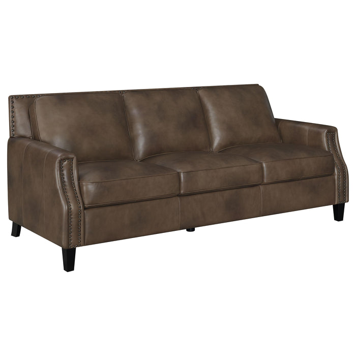 Leaton Upholstered Recessed Arms Sofa Brown Sugar - Orbit Furniture (Richmond,BC)