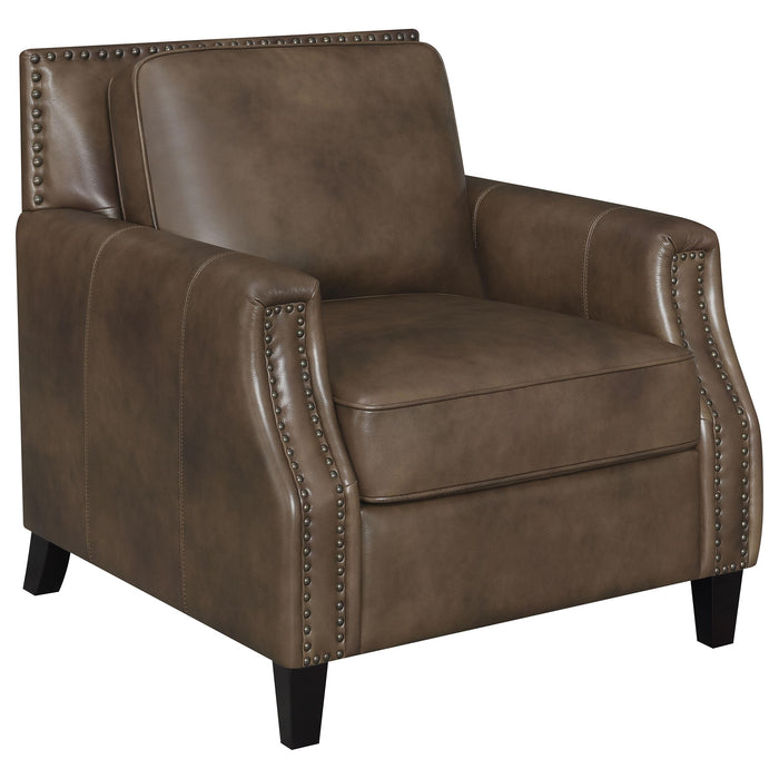 Leaton Upholstered Recessed Arm Chair Brown Sugar - Orbit Furniture (Richmond,BC)