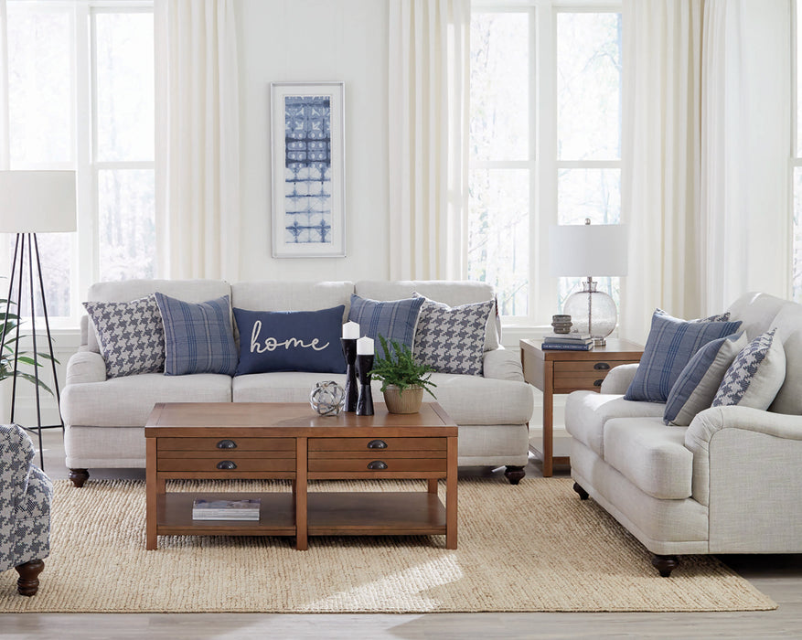 Glenn 2-piece Recessed Arms Living Room Set Light Grey - Orbit Furniture (Richmond,BC)