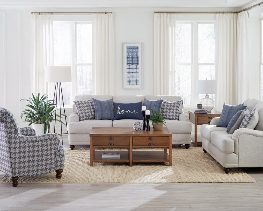 Glenn 3-piece Recessed Arms Living Room Set Light Grey and Blue - Orbit Furniture (Richmond,BC)