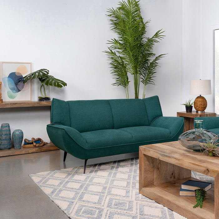 Acton Upholstered Flared Arm Loveseat Teal Blue - Orbit Furniture (Richmond,BC)