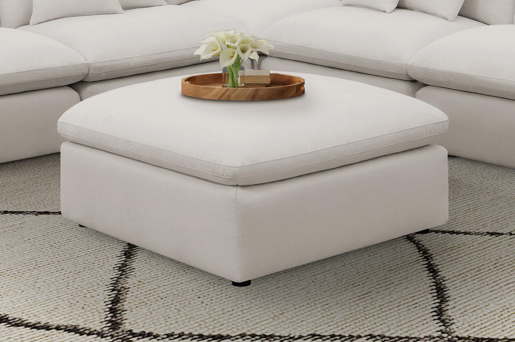 Hobson Cushion Seat Ottoman Off-White - Orbit Furniture (Richmond,BC)