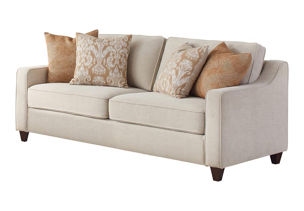 Christine Upholstered Cushion Back Sofa Beige - Orbit Furniture (Richmond,BC)