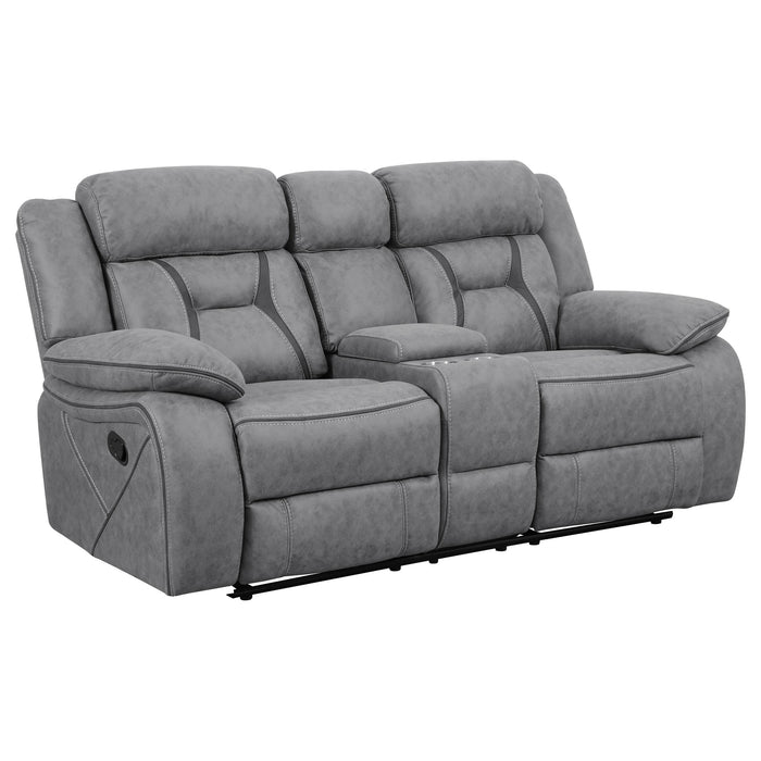 Higgins Pillow Top Arm Motion Loveseat with Console Grey - Orbit Furniture (Richmond,BC)