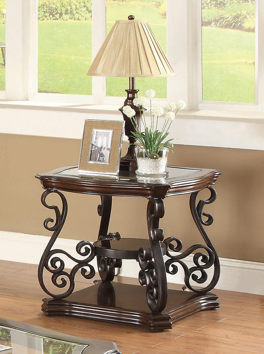 Laney End Table Deep Merlot and Clear - Orbit Furniture (Richmond,BC)