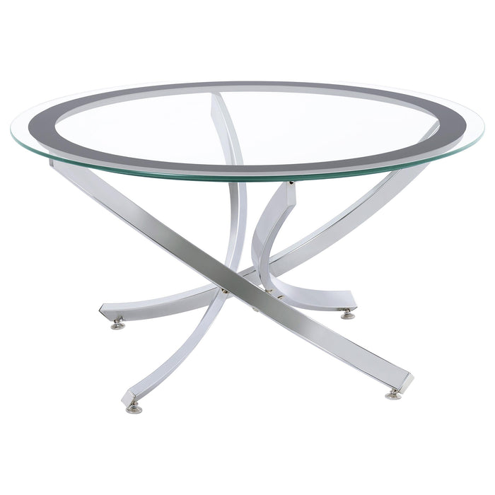 Brooke Glass Top Coffee Table Chrome and Black - Orbit Furniture (Richmond,BC)