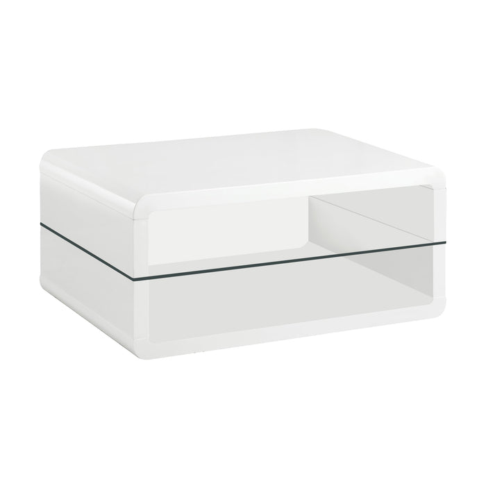 Elana Rectangle 2-shelf Coffee Table Glossy White - Orbit Furniture (Richmond,BC)
